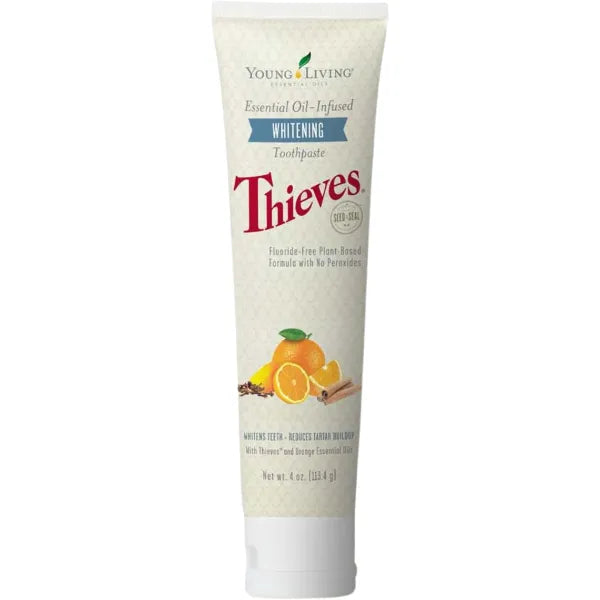 Young Living Thieves Whitening Toothpaste Natural Oral Care for a Bright Smile Fluoride Free Formula 4 oz Tube Certified Ingredients for Fresh and Healthy Teeth
