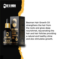 Be O Man Hair Growth Oil For Grooming Men's Beard With Sesame Oil, Coconut Argan Black Cumin And Tea Tree Managing, Moisturizing, Nourishing All Types Of & Follicles, 50Ml