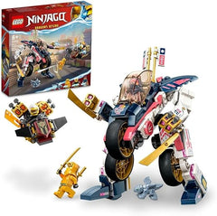 LEGO 71792 NINJAGO Sora's Transforming Mech Bike Racer, 2in1 Set with Transforming Mech Action Figure to Ninja Motorbike Toy for Kids, Boys, Girls, plus 3 Minifigures