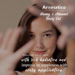 AROMATICO Luxurious Body Oil for Women, Honey & Almond. Hydrating & Nourishing, for Daily Use After Shower, Bath Oil, Massage Oil. Glowing Skin Formula. Non-Greasy, 100% Natural- 200ml