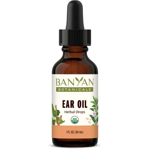 Banyan Botanicals Ear Oil Organic Herbal Oil Ear Drops with Ashwagandha and Garlic Soothing and Comforting for The Ears 1 oz Non GMO Sustainably Sourced Vegan