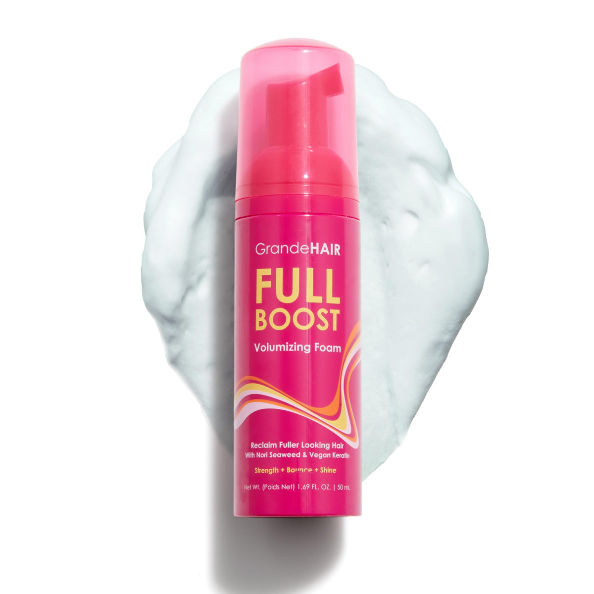 Grande Cosmetics Volumizing Hair Foam For Instant Volume, Body & Fuller Looking Hair, Hair Mousse for Curly Hair, Defines Curls, Non-sticky, Travel Size