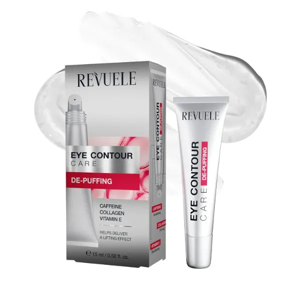 REVUELE Contour Care De-Puffing Gel – 15 ml, Hydrating & Smoothing Cream for Puffy Eyes & Under-Eye Bags