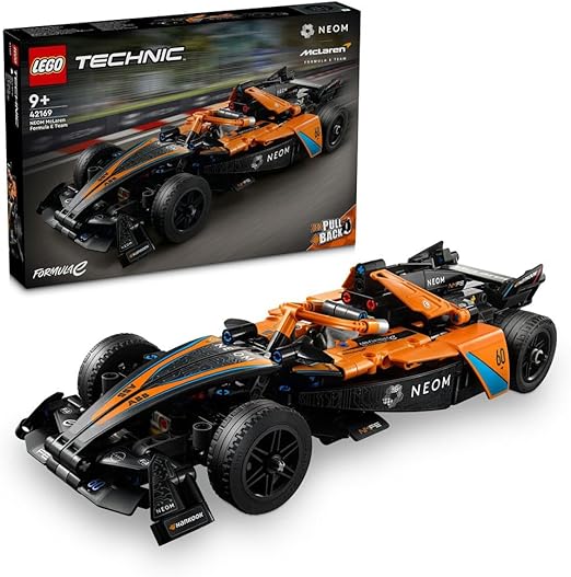 LEGO Technic NEOM McLaren Formula E Race Car Toy for 9 Plus year Old Kids, Boys & Girls, Model Pull-Back Vehicle Building Set, Kids' Bedroom Decoration, Birthday Gift Idea 42169