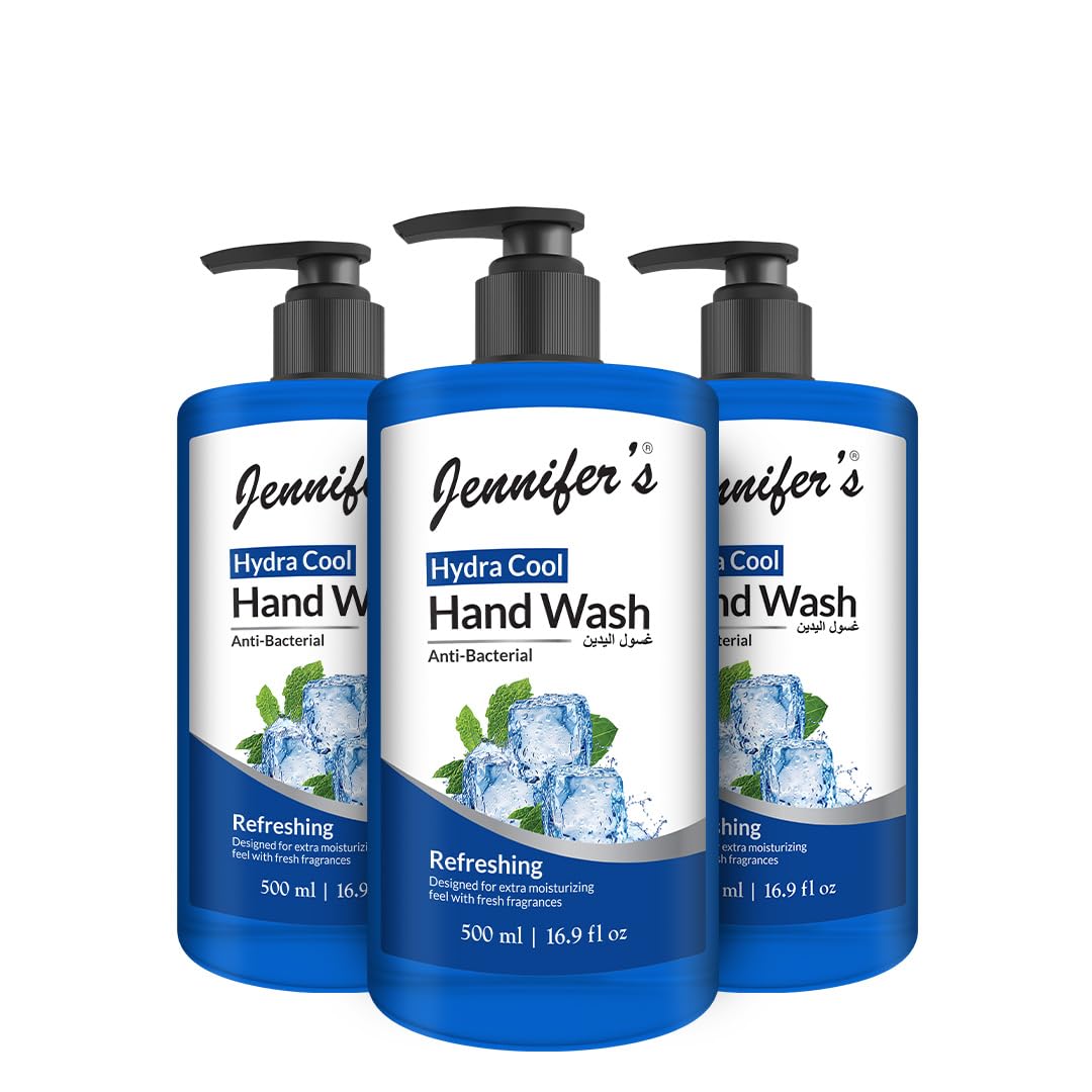 Jennifer's Hydra Cool Hand Wash - Antibacterial, Refreshing, and Moisturizing with Fresh Fragrance,500ml - Pack of 3