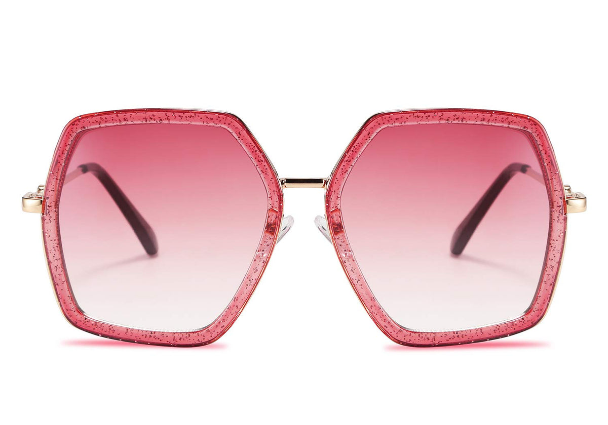 FEISEDY Women Large Hexagon Inspired Sunglasses Fashion Irregular Design Style Geometric B2503
