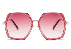 FEISEDY Women Large Hexagon Inspired Sunglasses Fashion Irregular Design Style Geometric B2503