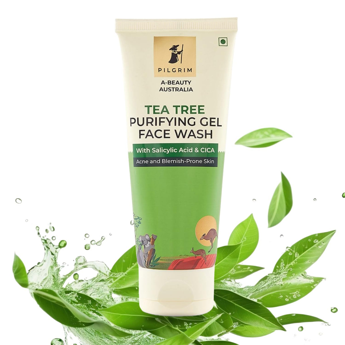 Pilgrim Australian Tea Tree & 1% Salicylic acid Gel Face wash Men & Women|Tea Tree purifying gel face wash with 1%salicylic acid & CICA for oily skin,acne and pimples|Oily skin cleanser for face|100ml