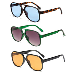 Freckles Mark Vintage Retro 70s Sunglasses for Women Men Classic Large Squared Aviator Frame UV400 Trendy Orange Glasses