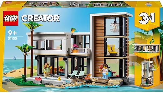 LEGO Creator 3in1 Modern House to 3-Storey City Building to Forest Cabin Set, Model Building Kit for Kids, Gift Idea for 9 Plus Year Old Boys and Girls 31153