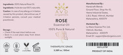 Rose Essential Oil 100ml - Premium Quality Therapeutic Grade for Soaps, Candles, Massage, Skin Care, Perfumes, Home Fragrance Acetite for Diffuser- 3.38 fl. Oz