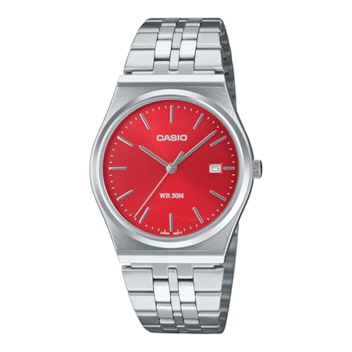 Casio Men's Watch - MTP-B145D-7BVDF White Dial Silver / Red