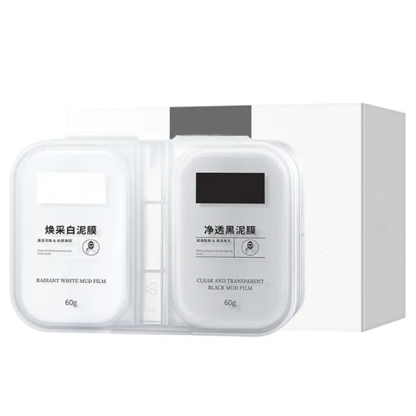 Grospe Black & White Clay Mask Set - 2.1oz x 2 (60g+60g), Deep Cleansing & Hydrating Dual Formula, Oil Control & Moisture Balance Facial Mask for All Skin Types