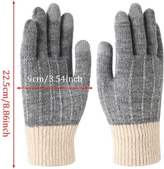 NALACAL Winter Gloves, Women Touch Screen Knitted Thermal Grey Wool Soft Lining Elastic Cuff Mittens, for Hiking Cycling Driving Skiing Outdoor Sports