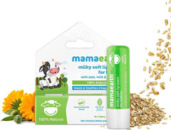 MAMAEARTH Natural Milky Soft Lip Balm for Kids, Babies for 12 Hour Moisturization, with Oats, Milk & Calendula, 4g