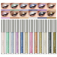 Azonee 12 Colors Liquid Glitter Eyeshadow Set, Multi-dimensional Metallic Glitter Shimmer Smokey Eye Looks Waterproof Long Lasting Quick-Drying Sparkling Eye Shadow Makeup Kits