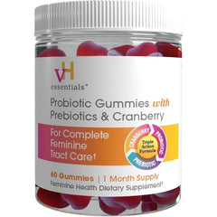 vH essentials Probiotic Gummies with Prebiotics & Cranberry, 60 Gummies Concentrated Extract for Urinary Tract Health, Supports Vaginal Microflora Balance for a Healthy Feminine Tract