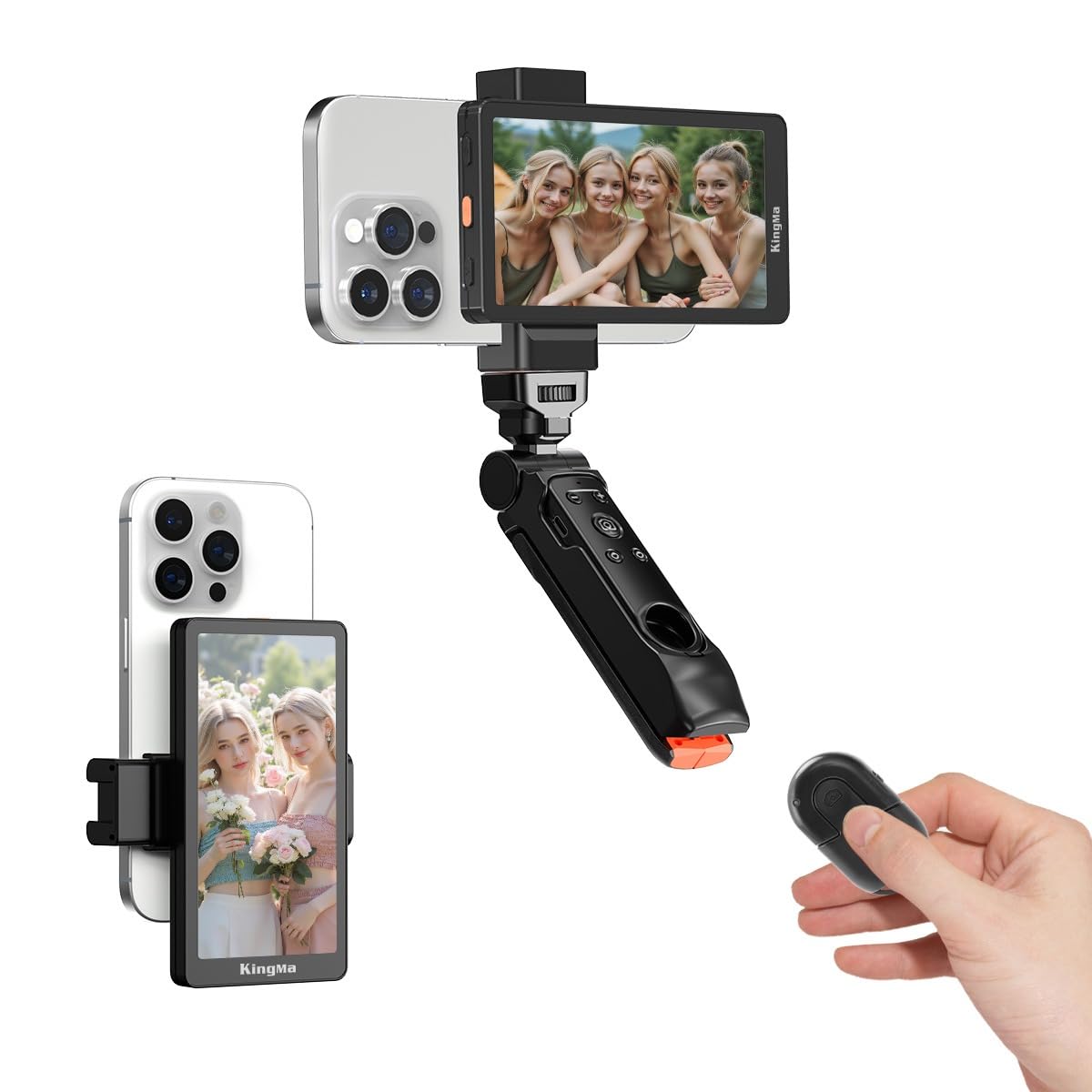 Generic KingMa 3 MAX Black Magnetic Phone Vlog Selfie Monitor Screen, 1080P Wireless Recording, Using Phone Rear Camera for Selfie Vlog Live Stream TikTok(Support 4K 30fps Wired Recording)