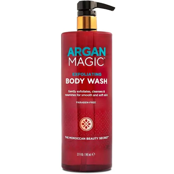 Argan Magic Exfoliating Body Wash Exfoliates Cleanses Nourishes & Hydrates to Soften Skin With Lactic Acid, Glycolic Acid, & Argan Oil Gentle & Paraben Free 32 oz