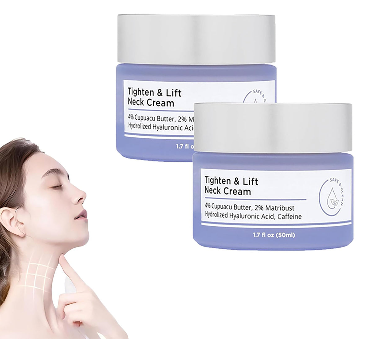 Tighten and Lift Neck Cream, Advanced Neck Serum, Reduce Wrinkles & Tone Skin- Anti-Aging Formula, Go Neck Firming Cream, Neck Firming Cream Tightening Lifting Sagging Skin, for Face Neck (2PCS)