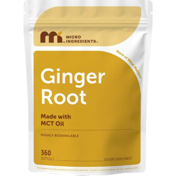 Micro Ingredients Ginger Root with MCT Oil, 360 Softgels | Fresh Ginger Root Extract | Herbal Supplements for Women & Men | Non-GMO, Gluten Free, Soy Free