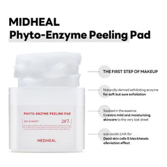 MEDIHEAL Phyto Enzyme Peeling Gauze Pads - Vegan Face Resurfacing Pore Tightening with LHA & Papaya Enzymes - Exfoliating Pads, 90