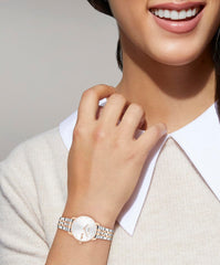 COACH WOMEN'S SILVER WHITE DIAL IONIC PLATED ROSE GOLD STEEL BRACELET WATCH - 14504304
