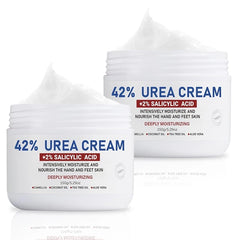 OUKEYA Urea Cream 42% plus Salicylic Acid 2% Net 5.29 Oz for Dry Cracked Feet,Heels,Knees,Elbows,Hands Repair Treatment Moisturizes and Removes Corns,Calluses,Dead Skin,and Softens Toenails Pack of 2