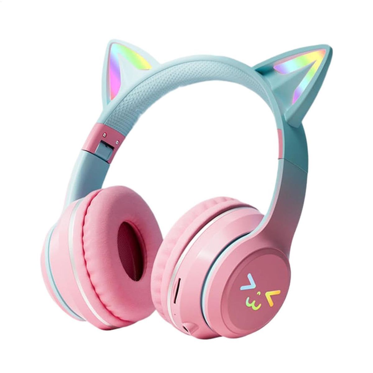 Cat Ear Headphones for Kids, Kids Headphones with Light-Up Microphone Cat Ear Design, Wireless Bluetooth Noise Cancelling Headphones for Kids, Girls, Teens, Adults for Online School and Distance Learning - pink