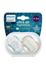 AVENT Philips Ultra Air Night Glow In The Dark Night Pacifier 0-6 Months Girls Scf376/19