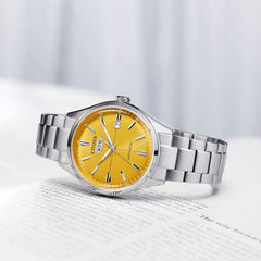 Citizen Men 40.2 mm Automatic Yellow Dial Stainless Steel Analog Watch