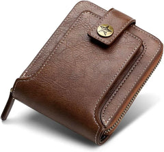 TIM DENIMS Men Wallet, Premium Leather, Large Capacity Holds Credit Cards, Coins And Cash With ID Window And A Zipper Pocket