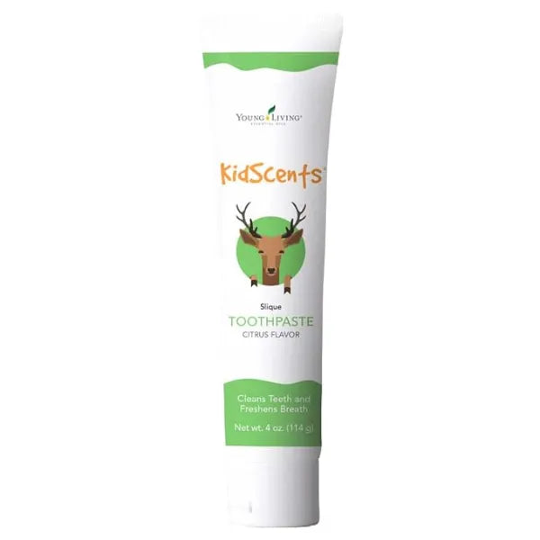 Young Living KidScents Slique Toothpaste by Young Living 4 oz Tube Gentle Dental Care for Kids Premium Essential Oils Citrus Mint Flavor Fights Plaque Removes Buildup and Stains Fluoride and SLS Free