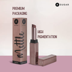 Sugar Cosmetics Satin Lipstick 07 Gabriella by Mettle (Soft Dusty Nude/Pink Nude) Ultra-hydrating and smooths fine lines