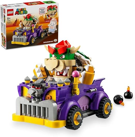 LEGO Super Mario Bowser’s Muscle Car Expansion Set, Collectible Race Kart Toy for 8 Plus Year Old Boys, Girls & Kids with a Bowser Character Figure, Small Gifts for Gamers Who Love Creative Play 71431