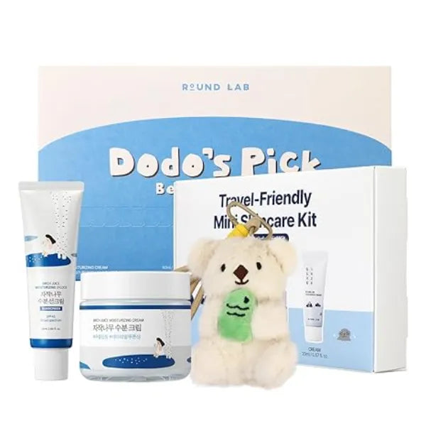 ROUND LAB Best Selling Kit, Dokdo Hydrating Trial Kit + Birch Juice Sunscreen + Birch Juice Moisturizing Cream , Korean Skin Care Set, Amazon Exclusive 2.7 Fl Oz