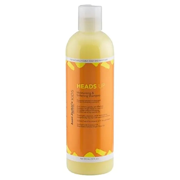 Aunt Jackie's Kids Heads Up Moisturizing and Hair Softening Shampoo for Naturally Curly, Coily and Wavy Hair, 12 oz