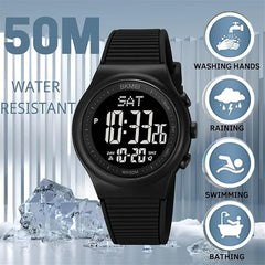 KASTWAVE Multifunctional Waterproof Digital Sports Watch with Luminous Display and Rubber Strap for Outdoor Activities