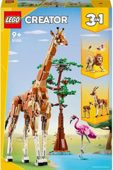 LEGO Creator 3in1 Wild Safari Animals, Giraffe Toy to Gazelle Figures to Lion Model, Set for Kids, Girls & Boys Aged 9 Plus, Includes Flamingo and Butterfly, Nature Gifts for Imaginative Play 31150