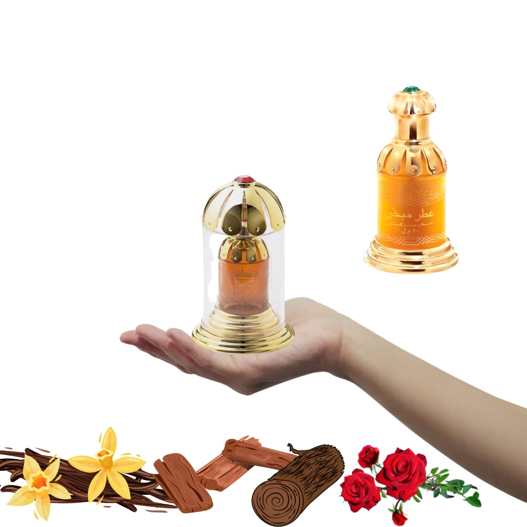 RASASI Attar Mubakhar (Unisex) - Concentrated Perfume Oil (Attar) 20 ML(0.6 oz) I Floral, Woody, Rose, Sandalwood, Vanilla & Musk I (Xtra Value - Attar Al Oudh & Mubakhar)