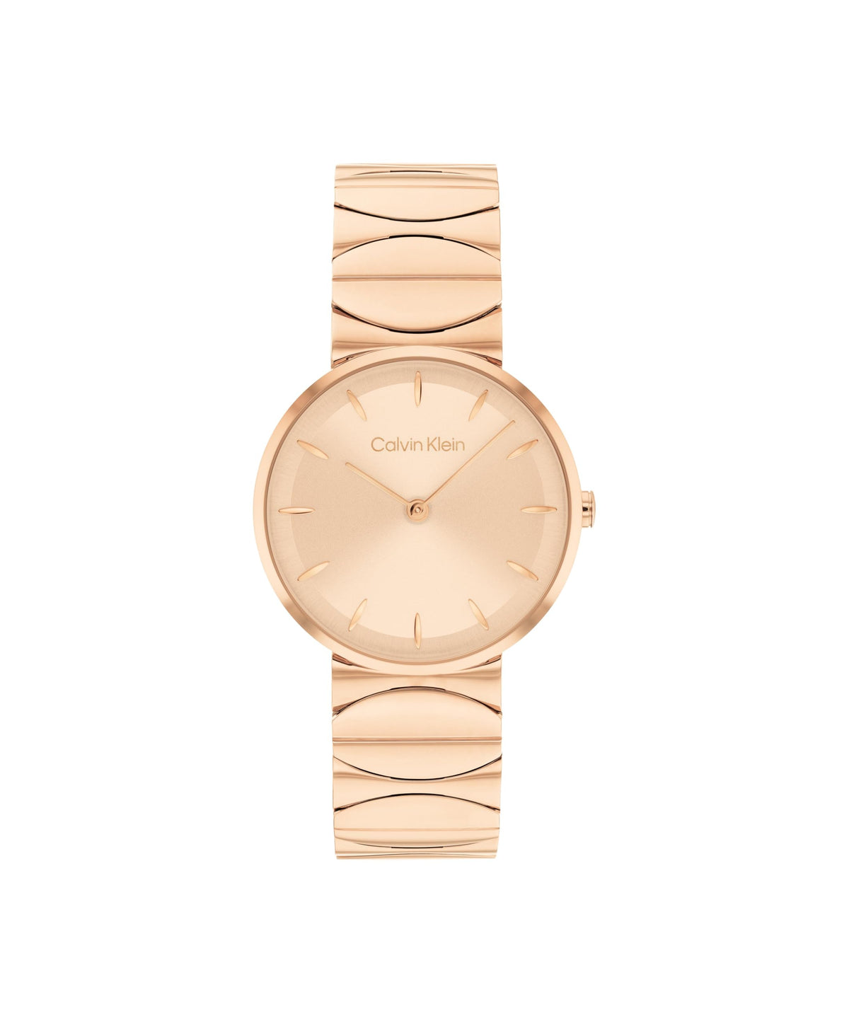 CALVIN KLEIN WOMEN'S CARNATION GOLD DIAL IONIC PLATED ROSE GOLD STEEL BRACELET WATCH - 25700001