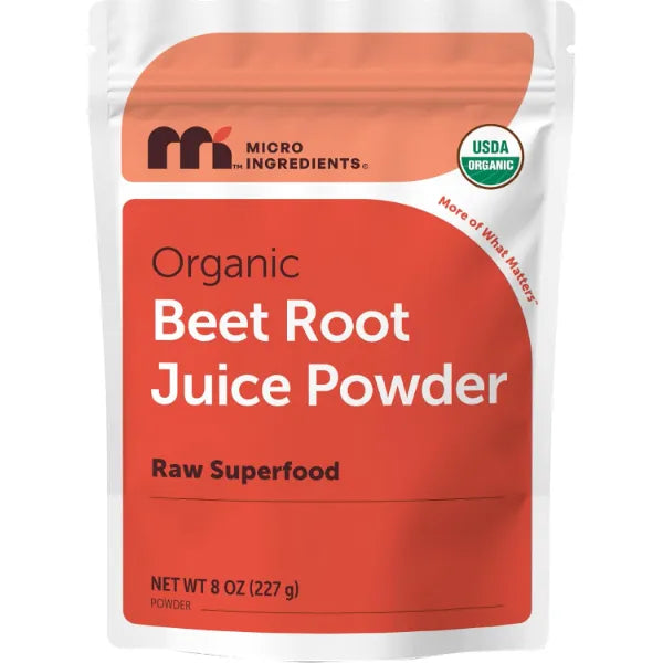 Micro Ingredients Organic Beet Root Juice Powder, 8 oz | Water Soluble, Raw Beet Supplement | Powder Drink Mix for Smoothies & Recipes | Non-GMO, Vegan Friendly, Plant Based