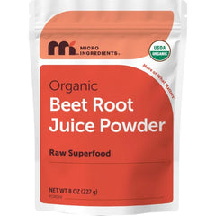 Micro Ingredients Organic Beet Root Juice Powder, 8 oz | Water Soluble, Raw Beet Supplement | Powder Drink Mix for Smoothies & Recipes | Non-GMO, Vegan Friendly, Plant Based