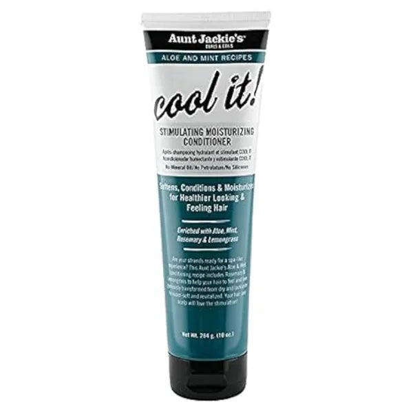 Aunt Jackie's Aloe & Mint Recipes Cool It! Stimulating Moisturizing Conditioner With Rosemary & Lemongrass for Softer, Healthier Looking Hair, 10 oz