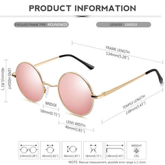 KANASTAL Hippie Round Polarized Sunglasses for Women Men, Small Circle Sun Glasses Classic Vintage Retro Shades Metal Frame UV400 Protection
