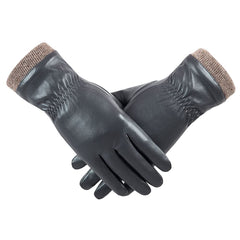 REDESS Winter Leather Gloves for Women, Wool Fleece Lined Warm Gloves, Touchscreen Texting Thick Thermal Snow Driving Gloves - Dark Grey