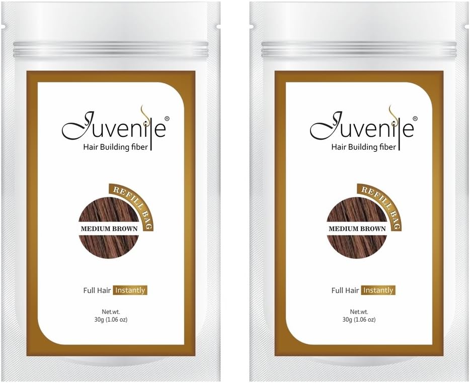 Juvenile Hair Fiber Refill Pack Medium Brown 60 Gram (30 Gram Each)