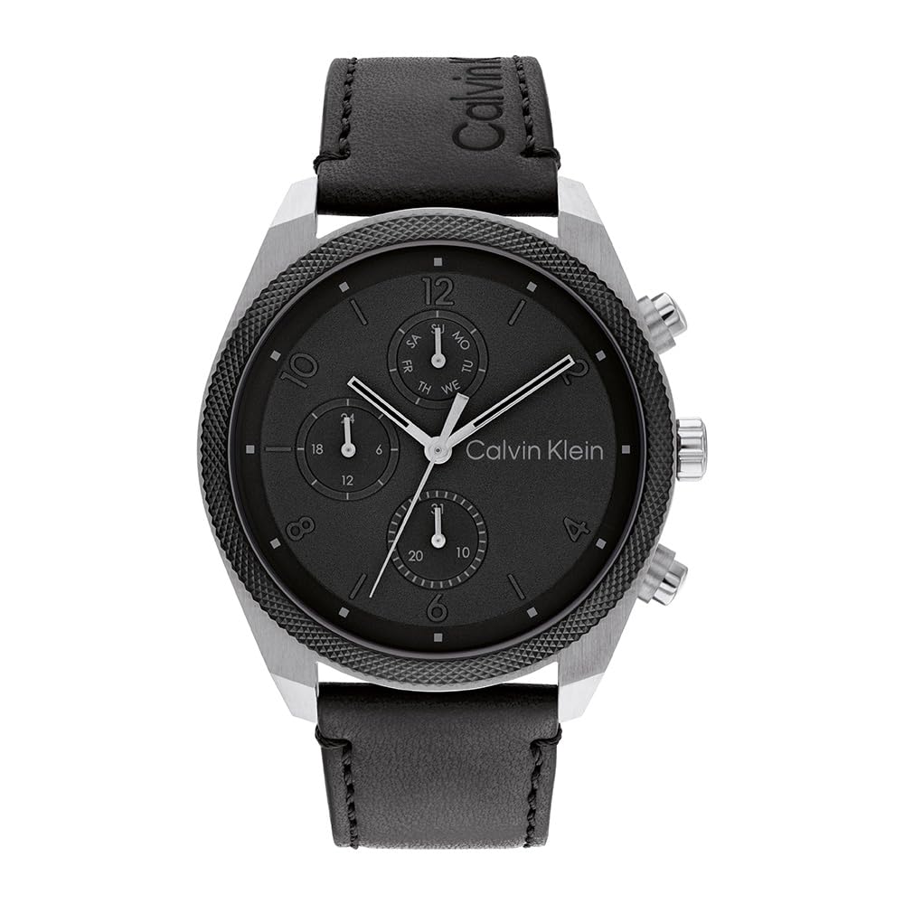 Calvin Klein Analogue Multifunction Quartz Watch for Men Impact Collection with Stainless Steel or Leather Bracelet
