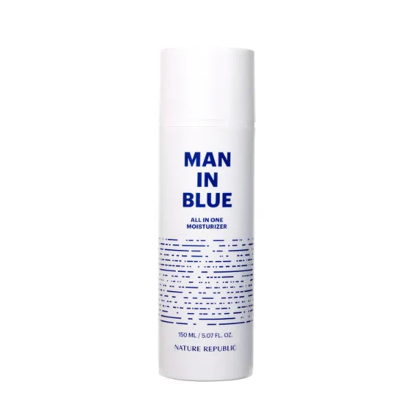 Nature Republic Man In Blue All In One Moisturizer - Daily Fresh Facial Lotion, Korean Natural Hydrating Simple Skin Care For Men Dry Beard Face, Rich, Lightweight, 150ml / 5.07 Fl.Oz.