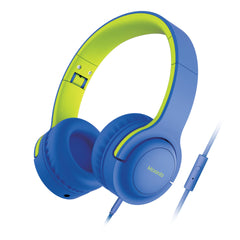 Moxedo Tiny Tunes Stereo Headphone for Kids, 3.5mm Wired Over-Ear Foldable Headphones, 43H Battery, Volume Buttons, Mic, Adjustable Length, Best Headphones for School Boys (Blue)